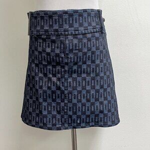 Zao black blue gold retro mini skirt Italy cotton stretch 4